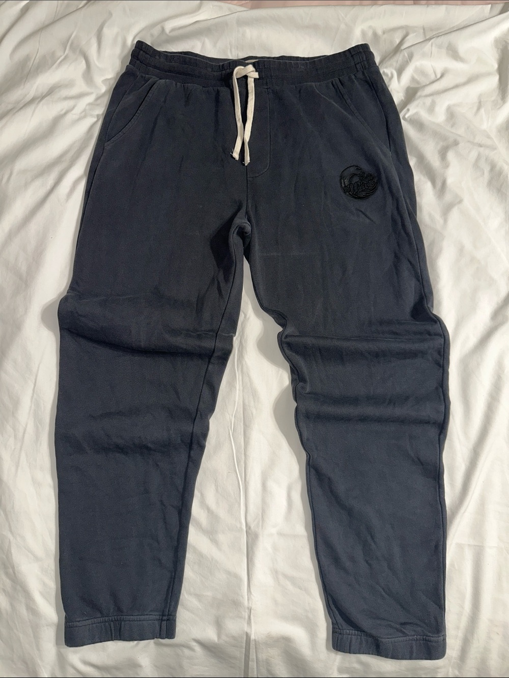 Marine Layer Cloud 9 Black Drawstring Joggers “Ride the Wave” - L